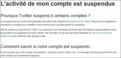 Notre compte peut être suspendu si on ne respecte pas le règlement de Twitter.