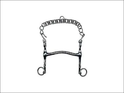 Cette image reprsente un mors dit  ... . Il a un fort effet abaisseur en agissant par levier sur les barres et la langue. Il ne s'utilise jamais seul mais toujours en combinaison avec un mors de filet. De quel mors s'agit-il ?