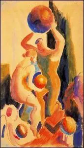 Qui a peint  Deux figures avec un ballon de plage  ?