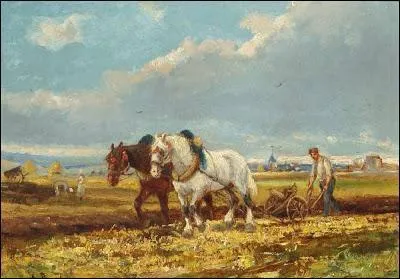 Geoges Sand aimait les paysans. Elle écrit : " À l'autre extrémité de la plaine labourable, un jeune homme de bonne mine conduisait un attelage magnifique..."George Sand s'est inspiré de ce tableau, qui en est l'auteur ?