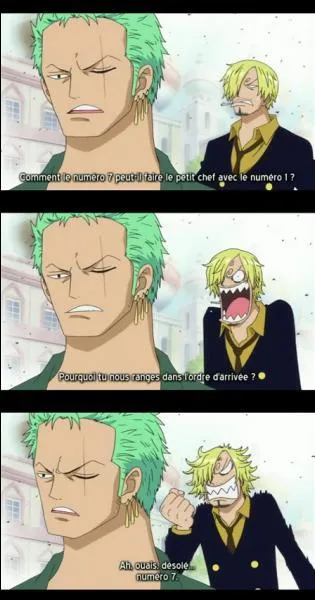 Pourquoi Zoro se vante-t-il de l'ordre d'arrivée de l'équipage à l'archipel Saboady ?