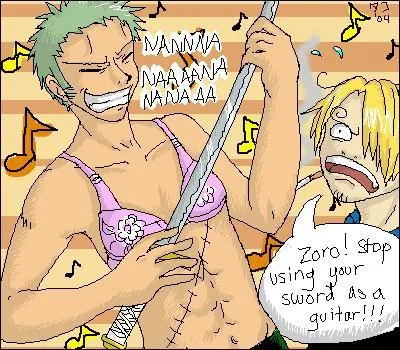 Avec quoi Zoro fait-il de la guitare ?