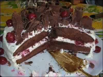 Ce gâteau porte le même nom qu'une forêt d'Allemagne. À base de chocolat, de chantilly et de bigarreaux, il s'agit...