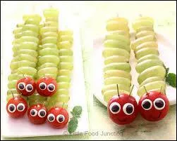 Petits serpents, gros asticots ou chenilles grâce à un corps en brochettes de grains de raisin pourvu d'une tête faite au choix... ?