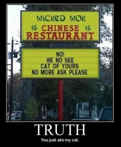 Dans les restaurants chinois, la nuit tous les chats sont ..... !