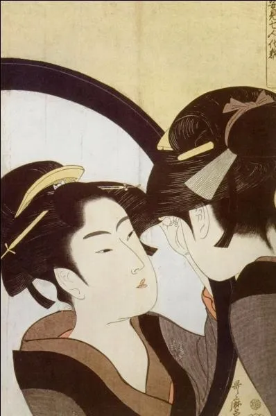 Comment se nomme le peintre d'estampes japonais, reconnu pour ses portraits de femmes aux tons de noir prédominants ?