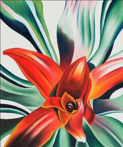 Quelle femme peintre du XXe siècle est notamment connue pour ses tableaux de fleurs en gros plan, quasi-abstraits ?