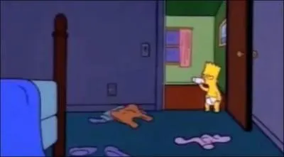 Bart a surpris une fois ses parents dans leur chambre, dans une position bien fâcheuse. Quelle a été sa réaction ?