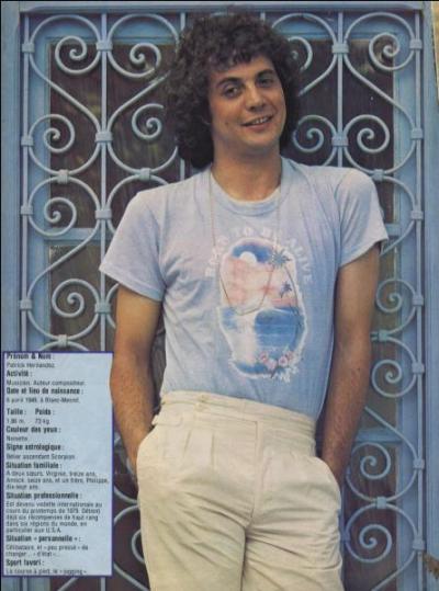 1979. Patrick Hernandez a connu un succès mondial avec ce titre disco !