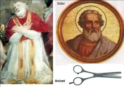 Avec les saints pères (11e et 12e papes, entre 155 et 175) Anicet et Sôter, les interdits commencent. Ils semblent ridicules mais montrent déjà la volonté d'imposer des commandements aux religieux et à la population. Qu'ont-ils décidé ?