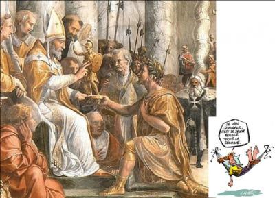 Avec l'empereur Constantin, le pape Sylvestre 1e prend une décision que nos syndicats actuels défendent mordicus (du moins pour certains). A vous de trouver cette décision bien agréable.