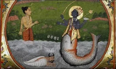 Finissons avec l'Inde. Quel est le nom du sage précurseur de l'humanité, qui a échappé au déluge en construisant un bateau, dans lequel il embarqua sa famille, des animaux et des graines afin de repeupler la Terre ?