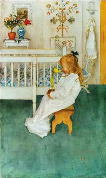 Qui a peint sa fille sur cette toile intitulée La tulipe jaune ?