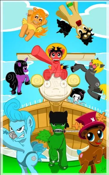 L'équipage de Luffy transformé en poneys. En quelle couleur est Nami ?