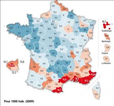 Cette fois-ci, une concentration s'opère plutôt ans le sud du pays... Mais de quelle statistique s'agit-il ?