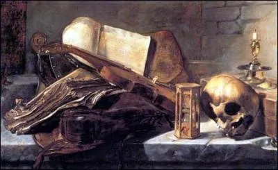 Qui a peint une tête de mort, un sablier, une chandelle, un violon ?