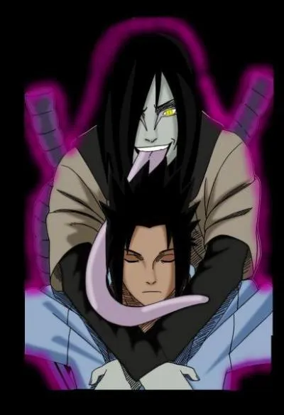 Orochimaru, qui tient Sasuke entre ses bras, est-il une personne que vous qualifieriez de saine d'esprit ?