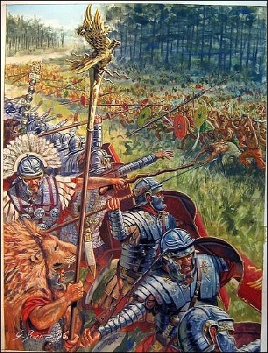 En 9 av J.C : pendant quelle bataille, l'armée romaine est écrasée par les barbares germains, quinze mille légionnaires y trouveront la mort ?