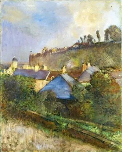 Qui a peint "Maisons au pied d'une falaise" ?