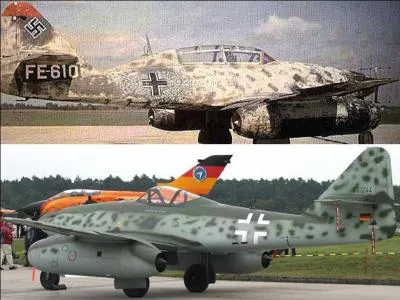 Il est le premier avion à réaction opérationnel de l'histoire de l'aviation. Mais, grâce à l'incompétence d'Hitler qui exigea que ce chasseur devienne un bombardier en plus il a eu des problèmes techniques, il n'entra en service qu'en 1944 ! Quel est cet avion ?
