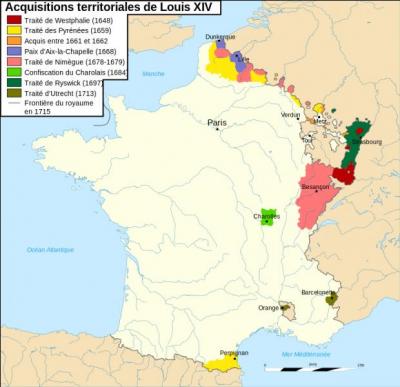 De 1665 à 1713, le territoire français s'accroît