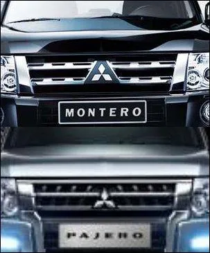 Regardez ces deux modèles : ils sont identiques, mais le « Pajero » n'existe pas là où circule le « Montero », en Espagne. Pourquoi ?