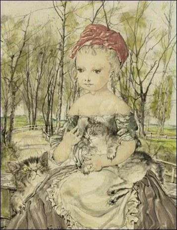 Qui a peint "Jeune fille avec 2 chats" ?