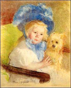 Qui a peint "Simone au grand chapeau à plumes tenant un chien griffon" ?