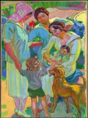 Qui a peint "Autour de l'enfant avec le chien" ?