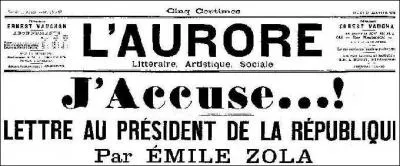 En quelle année Zola a-t-il écrit son article de journal "J'accuse" ?