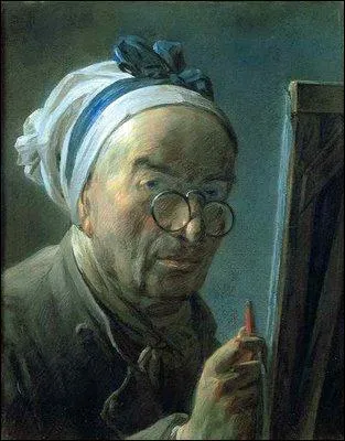 Célèbre pour ses natures mortes et ses pastels, quel peintre du 18e siècle s'est représenté dans cet "Autoportrait au chevalet" ?
