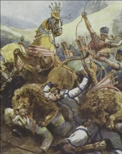 Quel pharaon est précédé de ces Deux lions légendaires qui lui étaient dévoués ?