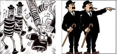 Elles apparaissent pour la première fois dans l'album de Tintin "le crabe aux pinces d'or". Ce sont les cannes virevoltantes de ... .