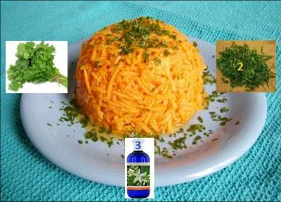Une petite recette. 
Quels ingrédients ajoute-t-on aux carottes ------ pour qu'elles soient orientales ?