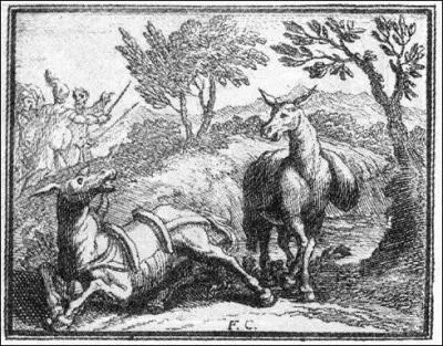 Dans "Les Deux Mulets", le second porte l'argent et le premier :