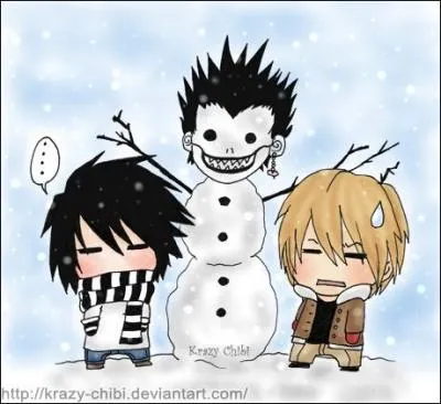 Il neige ! Et Mikami et Light ont fait un bonhomme de neige ! A qui ressemble-t-il ?