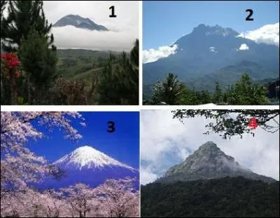 Quatre photos de points culminants insulaires. Quel numéro correspond au mont Apo ?