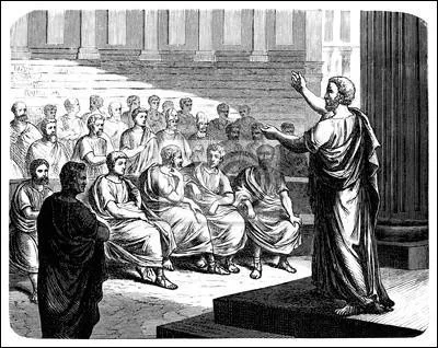 Quel orateur grec en 427 av J.C, plaide devant l'assemblée Athénienne contre l'application de la peine capitale ?