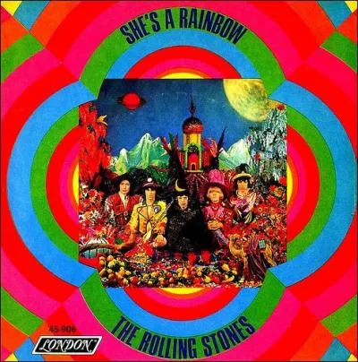 Quel est le début du refrain de la chanson "She's a rainbow "des Rolling Stones ?