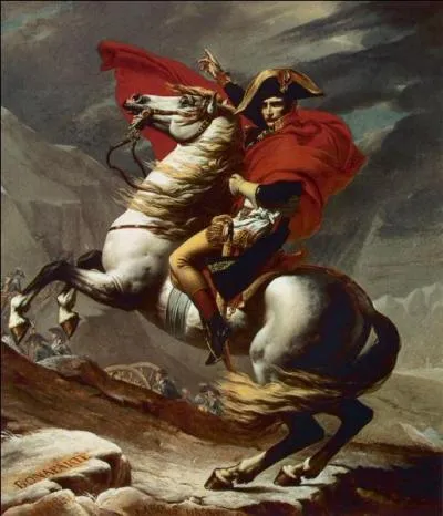 Ce tableau de Napoléon le représente en train de franchir le col du Grand-Saint-Bernard dans les Alpes. Or ce tableau a quelque chose de faux. Quelle est-elle ?