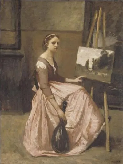 Qui a peint cette femme devant son chevalet dans l'atelier ?