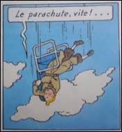 Dans l'album "Le Sceptre d'Ottokar", une trappe s'ouvre et Tintin est éjecté d'un avion en plein vol. Comment survit-il à cette terrible chute ?