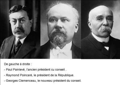 Le 13 novembre, le gouvernement de Paul Painlevé est mis en minorité (277 voix contre 186), il démissionne. Le 17 Novembre Georges Clemenceau est nommé président du conseil, mais, il prendra aussi la responsabilité d'un autre ministère. Lequel est-ce ?