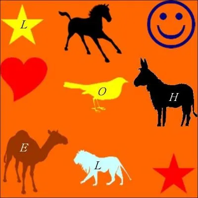 La combinaison : âne noir, chameau marron, étoile jaune, lion blanc et oiseau jaune. Quelle est la bonne réponse ?