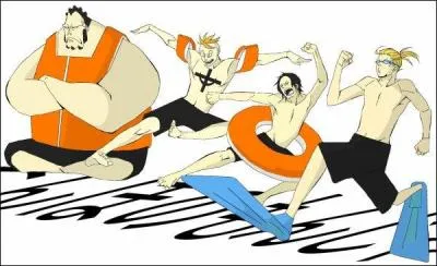 Lequel, parmi ces 4 personnages, est le seul à pouvoir se baigner sans gilet de sauvetage, sans brassards et sans bouée ?