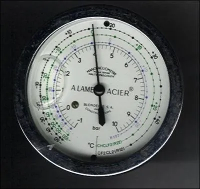 Les fluides indiqués sur ce manomètre sont :