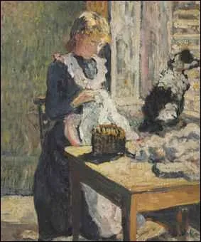 Qui a peint Femme cousant au chien ?