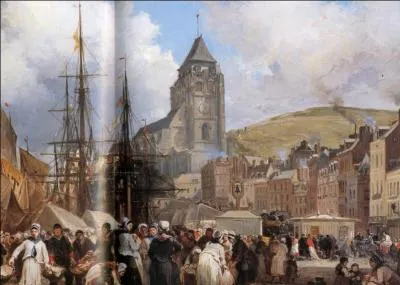 Parmi ses nombreuses oeuvres, "Le marché aux poissons" dépeint admirablement la vie sociale des années 1870 sur les quais au Tréport. Qui a peint cette magnifique toile que l'on peut admirer à la mairie du Tréport ?