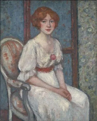 Qui a peint Portrait d'Andrée à la robe blanche et à la ceinture rouge ?