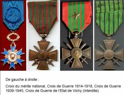 Essayez de trouver l'ordre protocolaire les 4e, 5e et 6e décorations françaises !